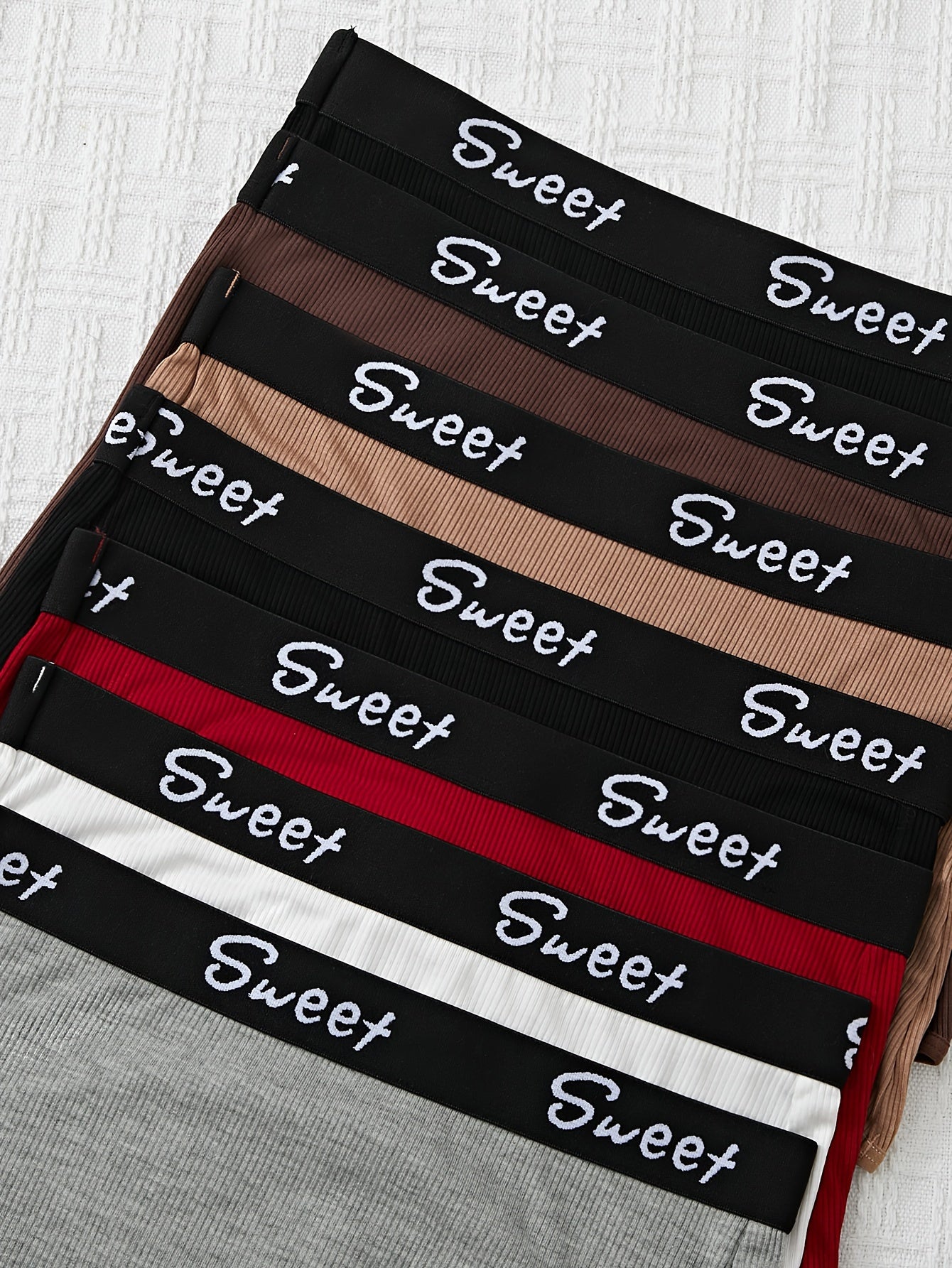 7pcs Letter Print Trim Boyshorts - Sexy Bikinis with Comfy Breathable Stretchy Fabric, Soft Lingerie & Underwear for Women - Perfect Intimates for Everyday Wear
