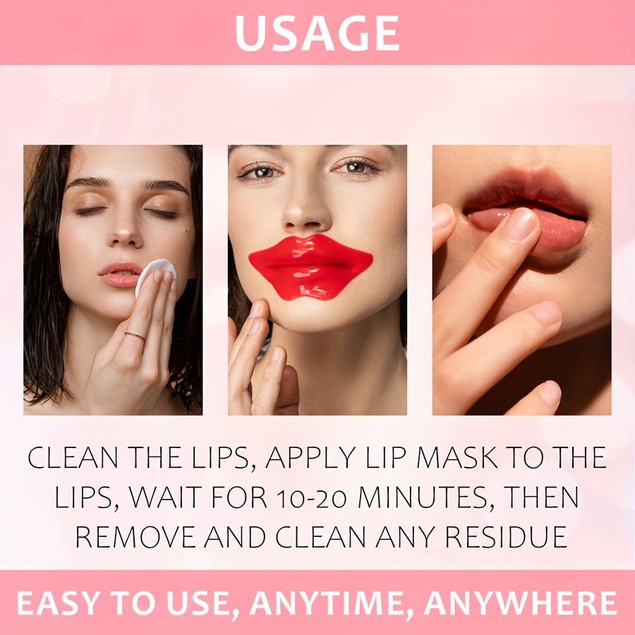 10pcs Cherry And Collagen Jelly Lip Mask, Effectively Moisturizes Lip Skin, Brightens Lip Skin, Bidding Farewell to Dryness And Dullness, Making Lip Skin Brighter And More Delicate, Lip Care, Soft Texture, Comfortable Fit