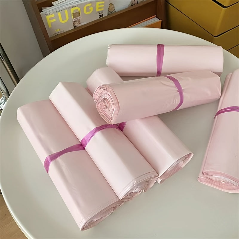 50-Pack Pink Courier Bags, Self-Adhesive Waterproof Mailing Envelopes, Bulk Shipping Bags for Clothes, Books, In-Line Skate Material, Durable Plastic Packaging