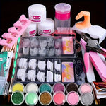 Acrylic Nail Kit for Beginners – 12 Glitter Colors + White, Clear & Pink Acrylic Powder, Full Set with Manicure Tools for Nail Extensions & Professional DIY Designs