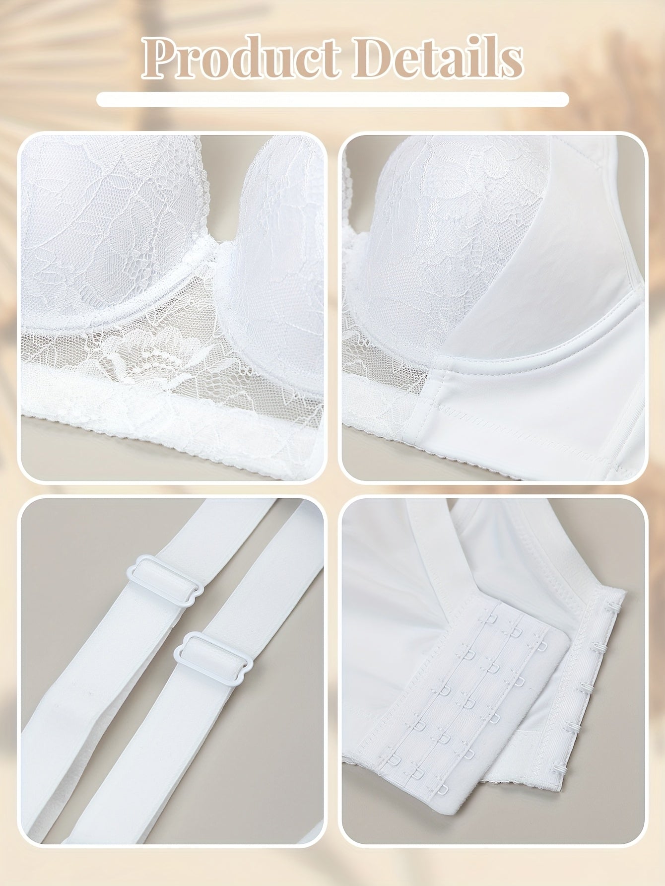 Ree Contrast Lace Bra Feminine Gathering Anti-Sagging Comfortable Underwear