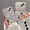 Cute Bear Aurora Laser Transparent Phone Case for iPhone 15 14 13 12 11 Pro Max Plus Luxury Cartoon Bear Clear Soft Shockproof Cover