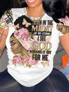 Face Women's T-Shirt - Retro Round Neck, Short Sleeve, Letter Printed, Soft & Breathable for Casual Wear
