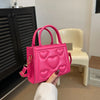 1pc Women’s Stylish Solid Color Handbag with Detachable Strap – Heart Pattern Design, Perfect for Valentine’s Day Gift, Available in Magenta, White, Black, Green, Yellow