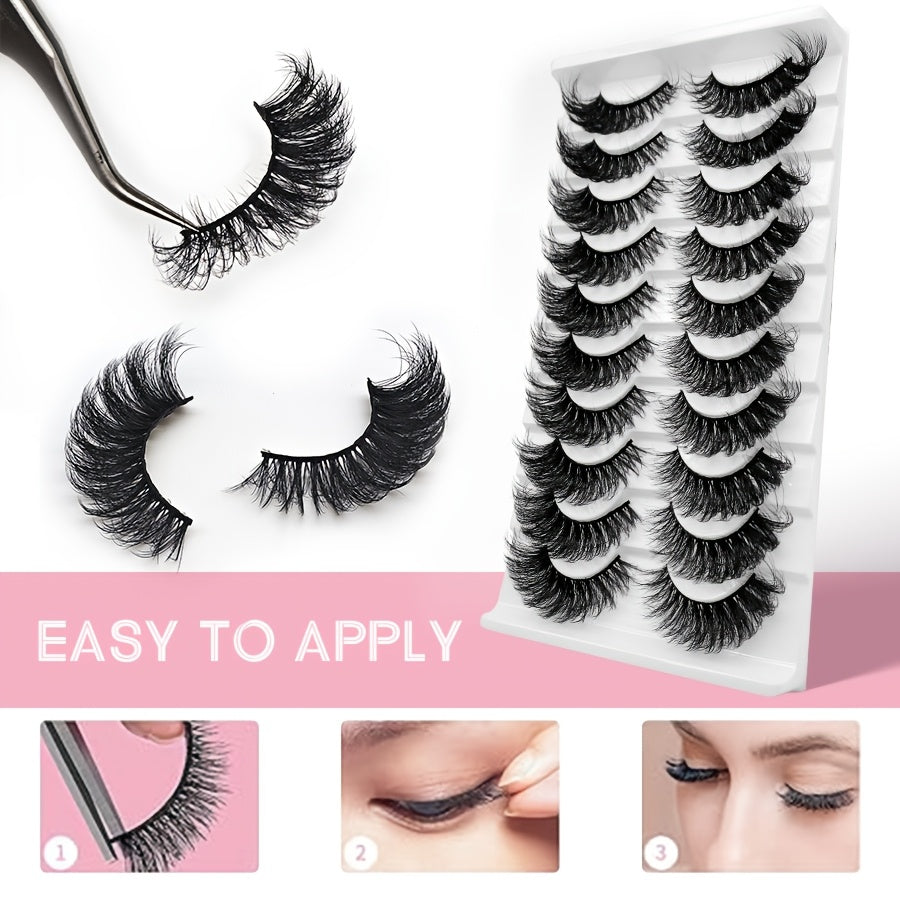 30 Pairs of Slender Imitation Mink Eyelashes, Fluffy Handmade False Eyelash Strips, Natural and Beautiful Softness, Super Soft Stem D Curve, 10-Pair Pack Luxury Cat Eye Lashes Best Gift for Halloween, Valentine's Day Birthday