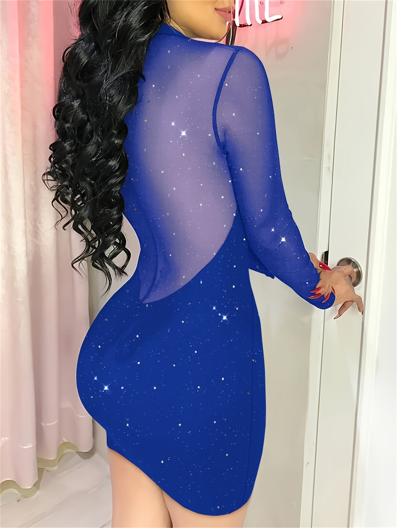 Powdered Mesh Spliced Sexy Body-Hugging Skirt