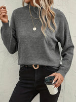 Solid Color Round Neck Long Sleeve Loose Casual Fashion Sweater Top Sweater