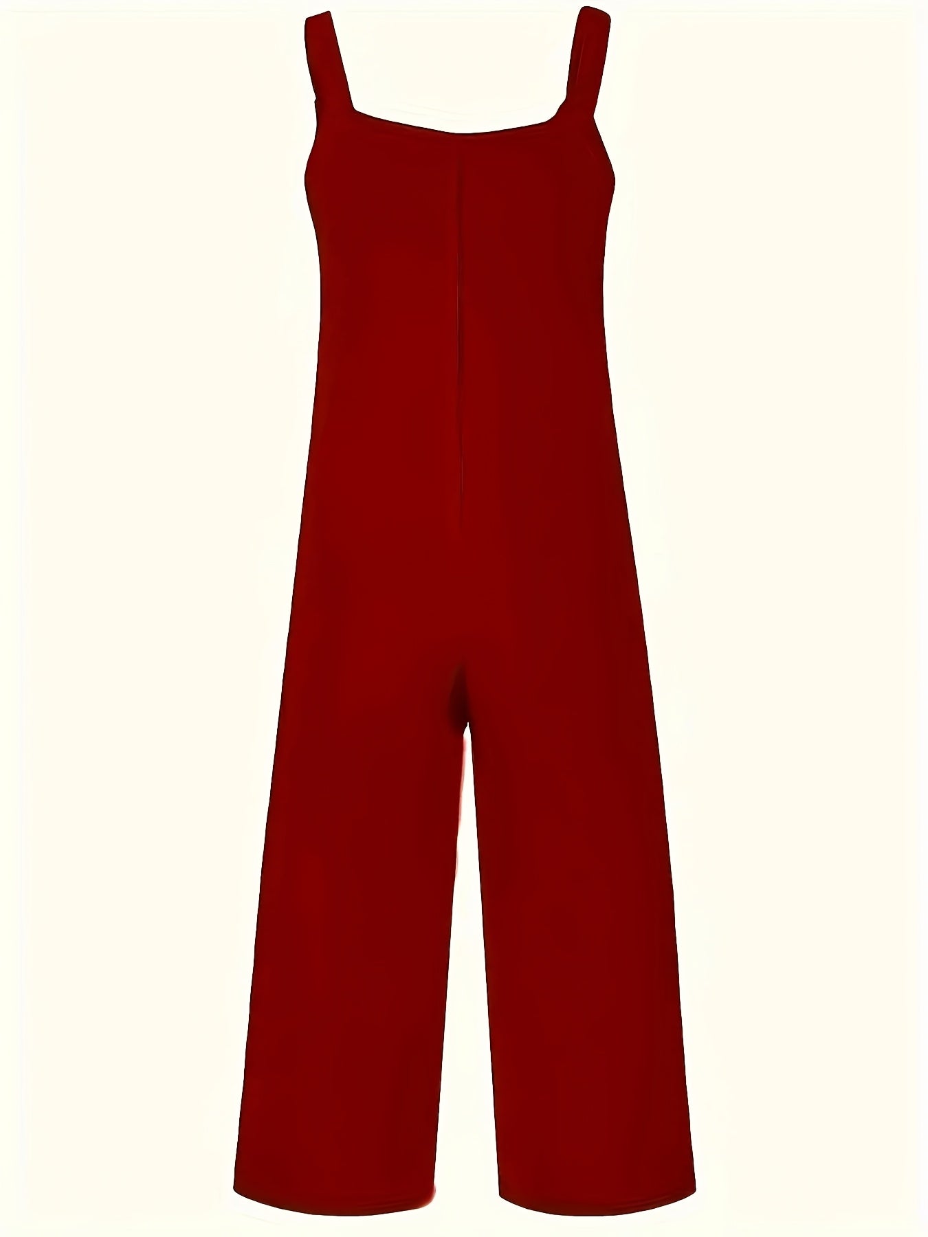 Solid Color Pockets Overall Jumpsuit, Casual Knot Front Loose Overall Jumpsuit For Spring & Summer, Women's Clothing