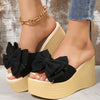 Chic Bowknot Adorned Women's Sandals - Easy Slip-On, Elevated Comfort Platform, Summer Beach-Ready Wedge Slides with Non-Slip Sole for Leisure and Vacation