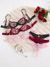3 Sets Sexy Floral Embroidery Lingerie - Semi Sheer Mesh Cami Bra & Panties Set for Women - Comfortable, Breathable, and Romantic Underwear for Daily Wear