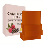 4pcs 2oz Castor Oil Herbal Soap, Bar Soap for Face Body & Hair, Nourishing, Gentle Cleansing for Men and Women
