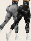 2 pack Women's High Waisted Tummy Control Tie-Dye Yoga Pants, Seamless Sport Leggings, Butt Lifting Workout Tights for Gym and Daily Wear, workout, Squat Proof Leggings, high stretch comfortable, tights, Nylon
