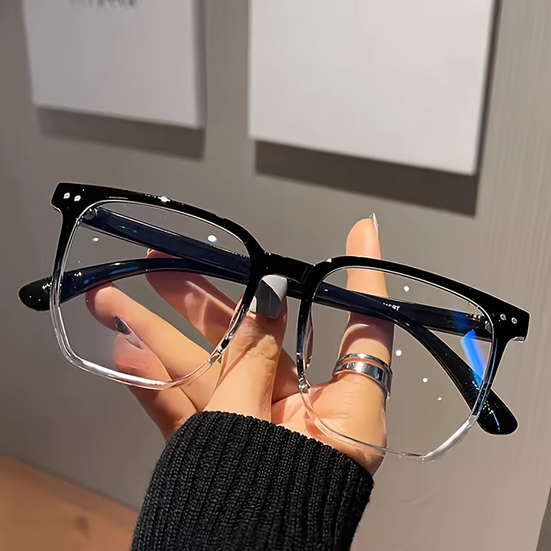 1pc Steampunk-Inspired Blue Light Blocking Glasses - Retro Rectangular Frame with Clear PC Lenses, Durable & Stylish Accessory for Men and Women