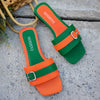 1 Pair Women'S Fashion Slide Sandals - Solid Color Open Toe Flat Heel with Slip-On Closure, Casual Vacation Style, Rubber Sole, Man-Made Materials