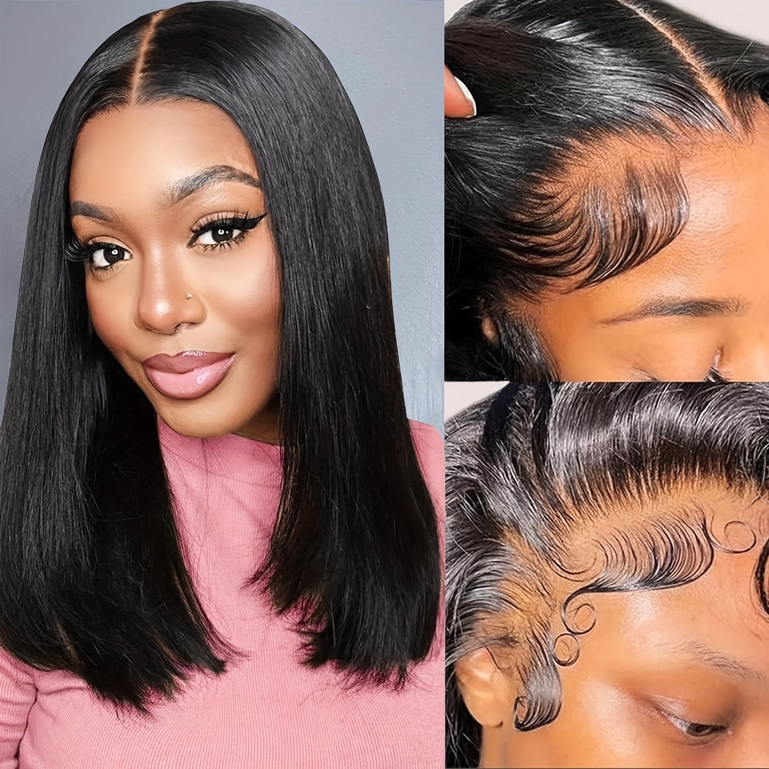 13x6 HD Transparent Lace Front Bob Wig Human Hair - Glueless Pre-Plucked 180% Density Short Straight Natural Looking Human Hair Wig for Women, All Ethnicities, Short Hair Wig, Fashion Accessory, Versatile Hair Wig, Elegant Ha