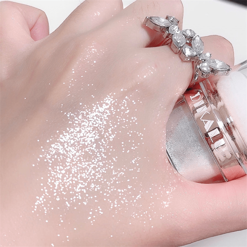 Sparkling Fairy Magic Dust, Pink Bridal Wedding Highlighter, Round Shape Body Flash Powder, Skin Tone Clavicle Disco Jumping Racket, Ideal for Arts & Performance