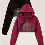 2pcs Y2K Solid Color American Style Hoodie for Women Sweet and Sexy Fashionable Top for Women Spring/Summer/Autumn 2023 New Salt Style Street Sports Casual Jacket