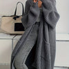 Cardigan sweater - Patched Pockets Open Front Cardigan - Solid, Long Sleeve, Knitted - Fall & Winter - Women - Cozy & Stylish - Cozy Comfort, Effortless Style