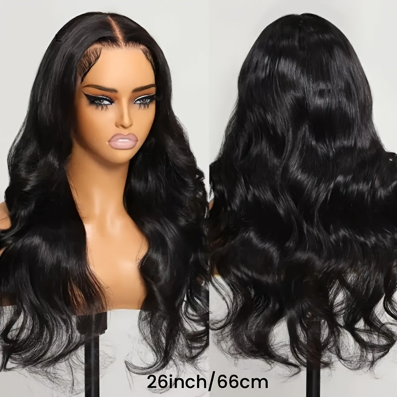 Body Wavy Glueless 13X4 Lace Front Wigs with Bleached Knots Natural Black Color 100% Long And True Length Brazilian Human Hair Wigs High Quality 250% Density Pre Cut Lace Frontal Body Wave Wigs for Women Daily Wear