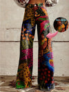 Women'S Rainforest Plants and Flowers Nature Print Thin Casual Denim Wide Legs 3D Fashion Flared Pants, Women'S Autumn Winter Pants