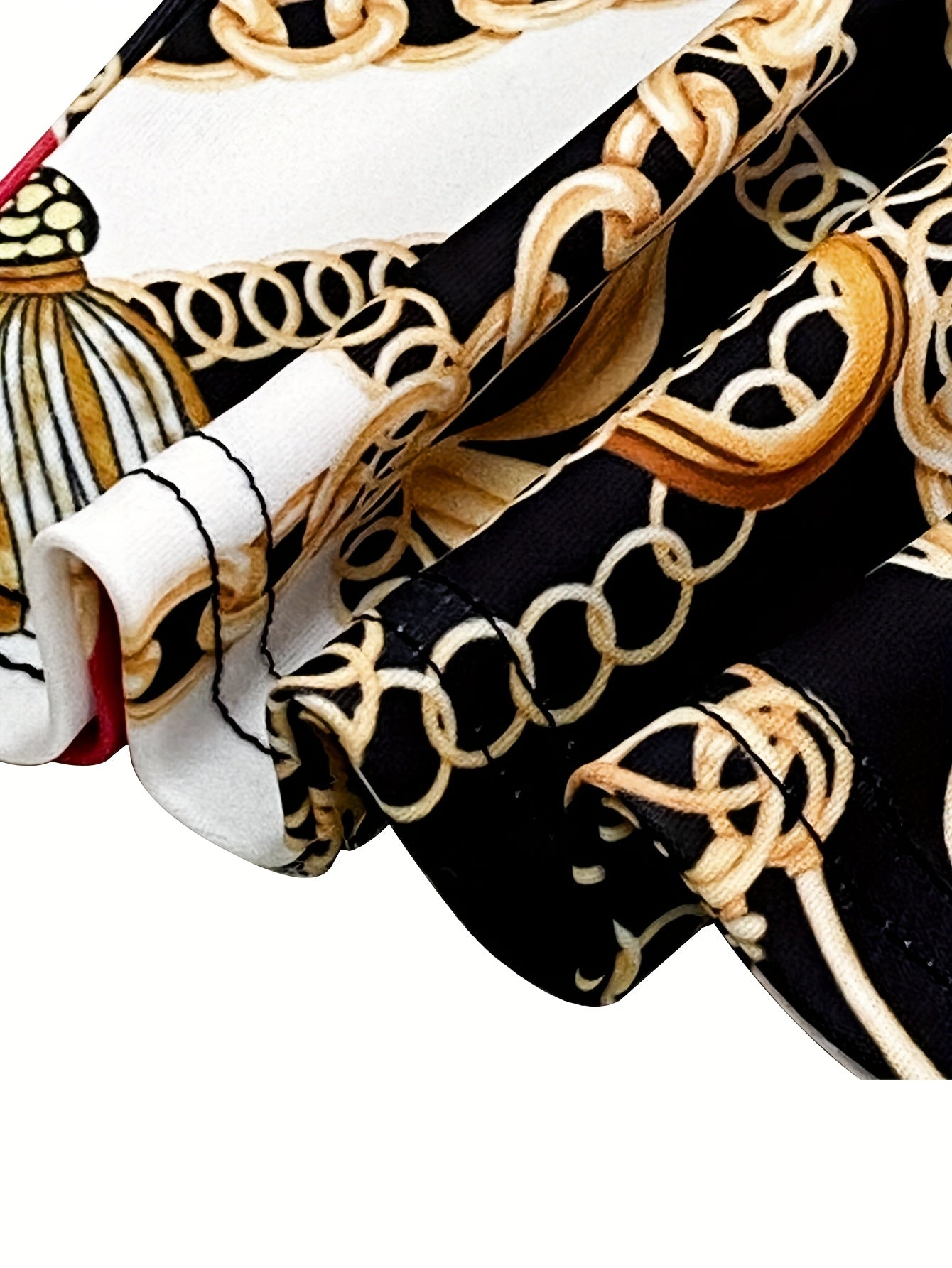 Summer 2019 Women’s Sleeveless Bodycon Midi Dress - Sexy Chain Print, Crew Neck, Stretch Polyester Blend, Black/Red/Golden Design, Machine Washable