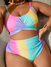 Women's Large Size Candy Color Separated Bikini Swimsuit