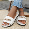 Women's Chain Decor Slide Sandals - Casual Open Toe Flat Summer Shoes, Lightweight Braided Slide Sandals - For Women - Perfect for Summer Beach, Vacation & Casual Wear - Ideal Gift for Fashionable Women
