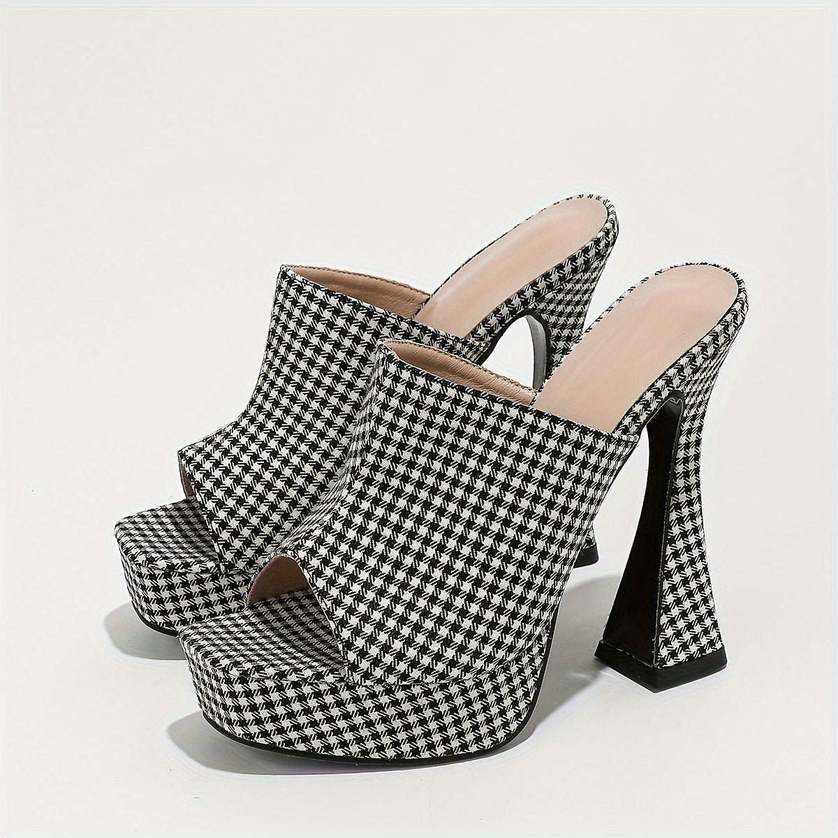 Women's Plaid Pattern High Heel Sandals - Fashion Open Toe Dress Pumps, Stylish Platform Heels - For Women - Perfect for Parties & Evening Events - Ideal Gift for Fashionistas