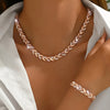 1 Bracelet 1 Necklace Light Luxury Elegant Design Inlaid Glass Rhinestone Fish Tail Jewelry Set Suitable For Women'S Autumn And Winter Banquet Daily Matching