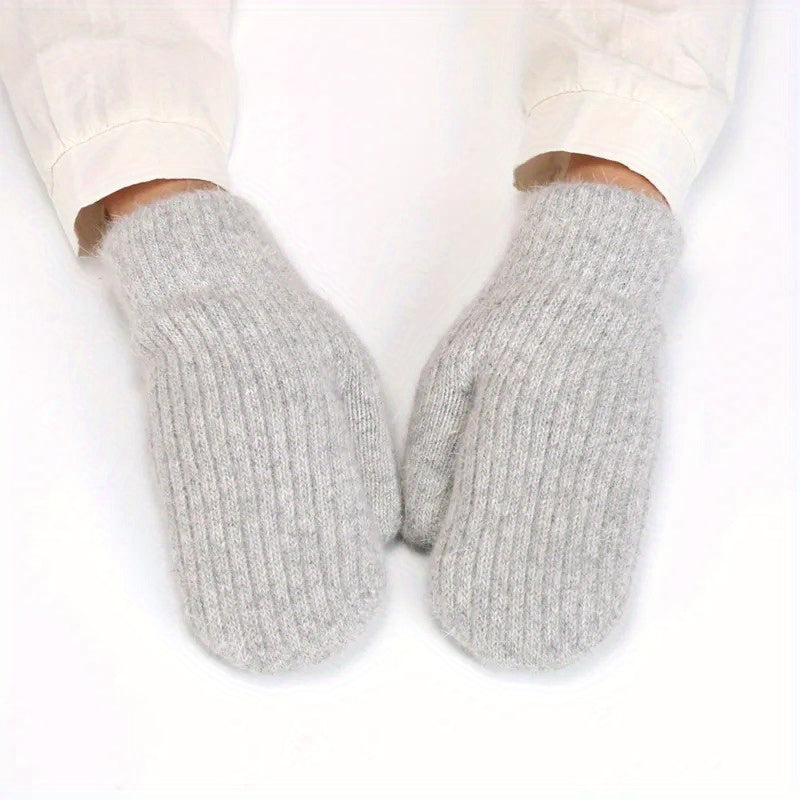3-Pack CozyWarm Women'S Knitted Mittens - Polyester & Wool Blend, Elastic Windproof Fingerless Gloves for Driving and Cycling, Warm and Cozy Outdoor Accessories