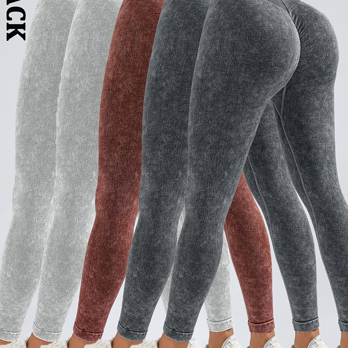 5 Pack Women's Hip Lifting Seamless Sexy V Back Sports Yoga Leggings High Waisted Stretch Fitness Pants Outdoor Running Skinny Sweatpants