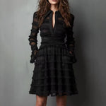 Womens Fashionable Casual Textured Long-Sleeve Dress