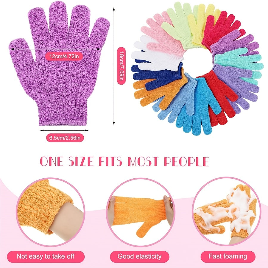 100pcs Exfoliating Gloves Bulk Double Sided Nylon Colorful Bath Shower Gloves For Men Women Beauty Spa Massage Shower Deep Clean Body Skin Scrubber Bathing Accessories, 13 Colors
