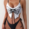 Butterfly Print 2 Piece Set Bikini, Drawstring Front Tie Side High Cut Swimsuits, Women's Swimwear & Clothing
