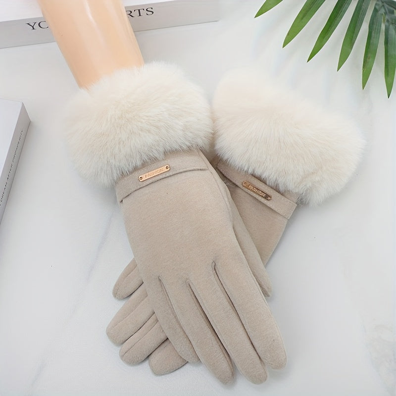 Plush Furry Cuff, Double-Layer Thick Insulation, Windproof & Warm, Ideal for Outdoor Activities & Cycling, Available in Pink/Purple/Blue/Gray