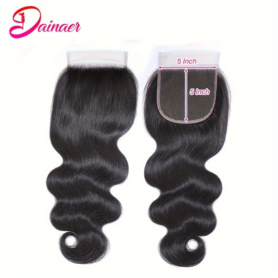 Body Wave Bundles With Closure Human Hair Weave Bundles Unprocessed Virgin Hair Extensions With Closure Natural Color 3 Bundles With 5x5 Closure Free Part