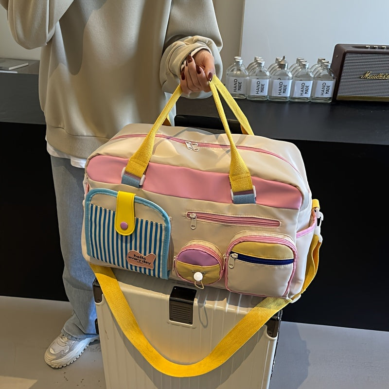 [Casual Travel Bag] Lightweight Dopamine Casual Travel Bag for Women - Gym Yoga Swim Fitness Duffel, Short Trip Business Trip Carry-On, Dry Clean, No Print Design
