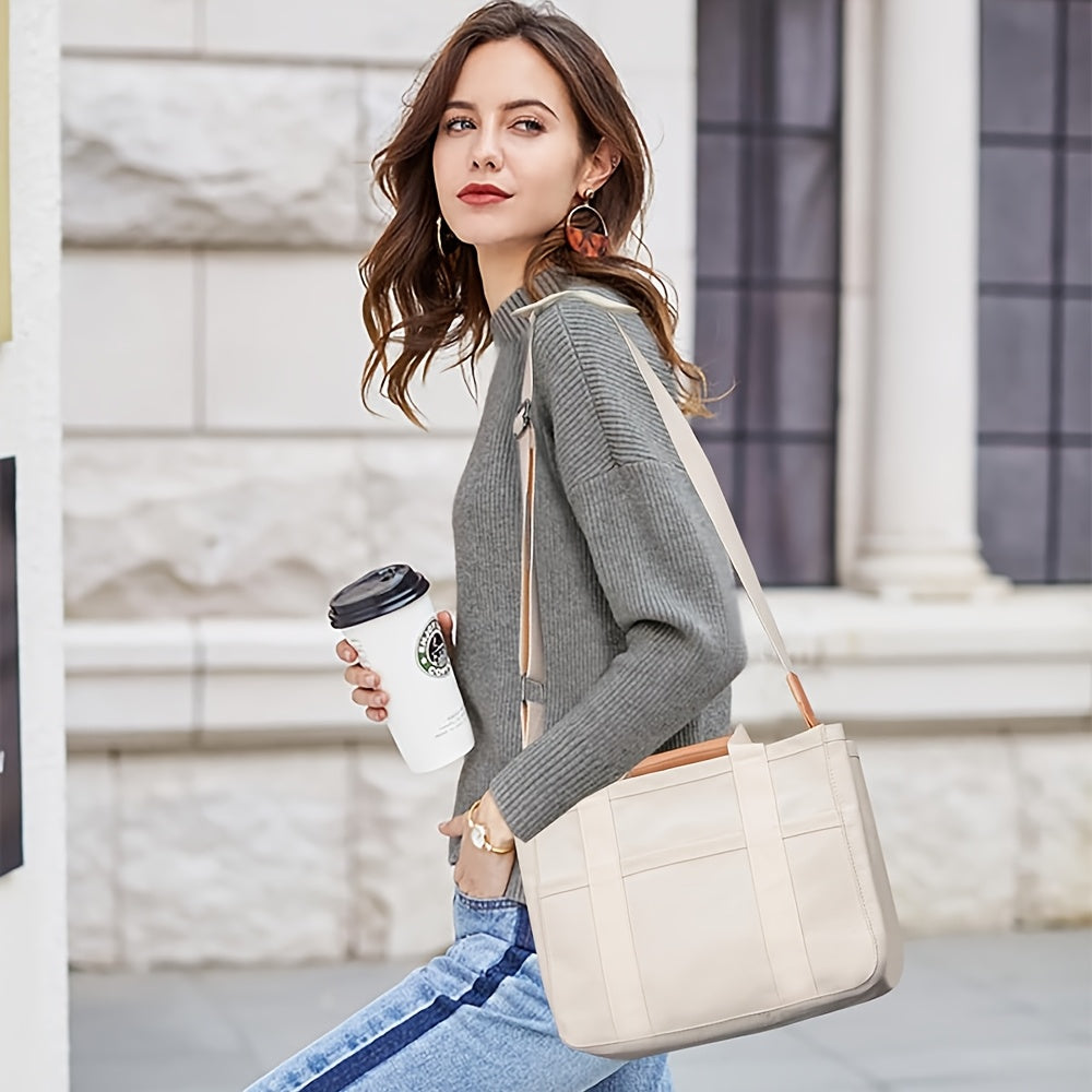 Canvas Tote Bag with Multi-Pocket for Women, Stylish & Spacious Messenger Bag - Durable, High-capacity, Versatile with Comfortable Single Shoulder Strap And Organized Compartments