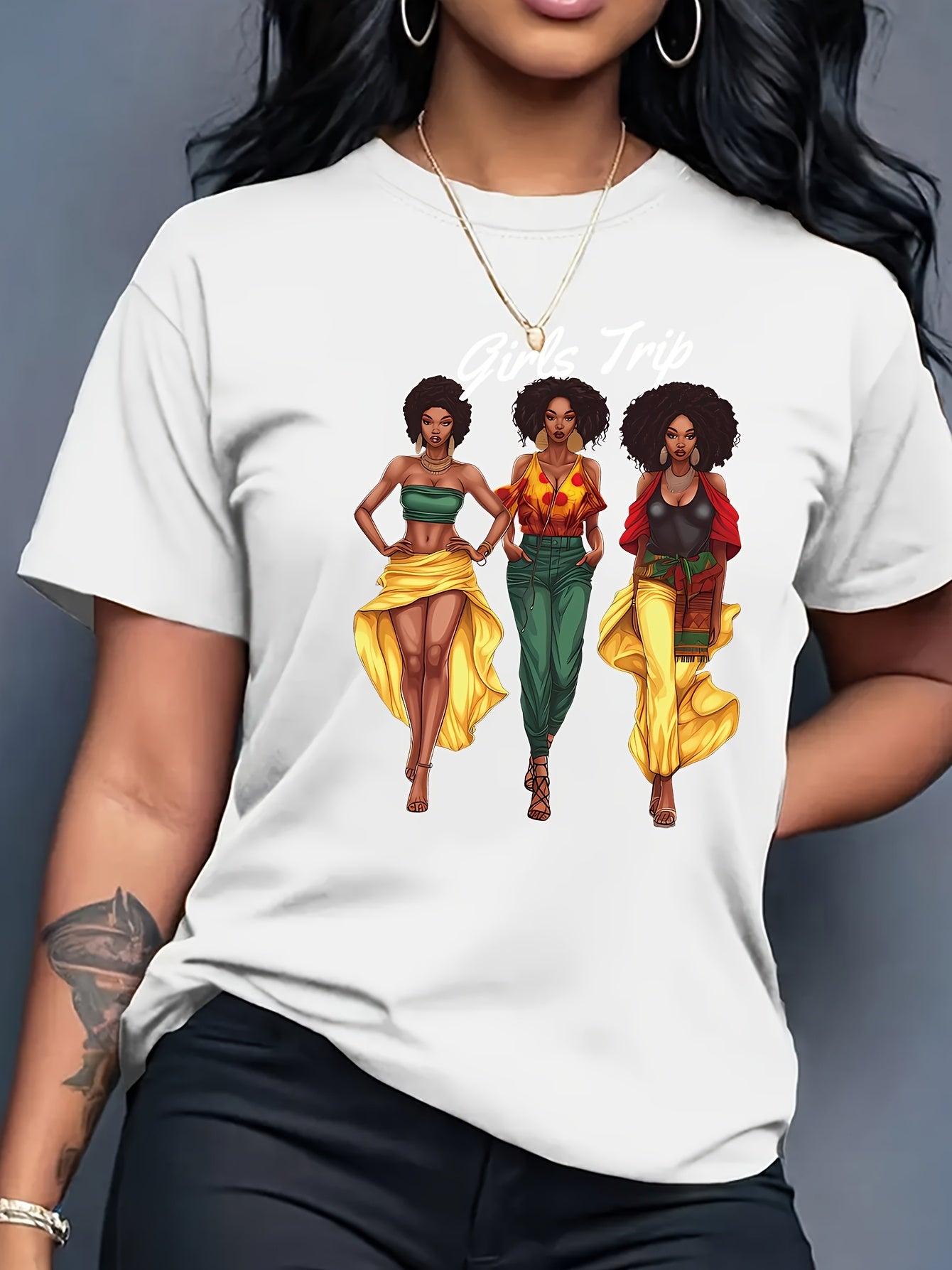 Women'S " Trip" Graphic T-Shirt - Casual Red Crew Neck Short Sleeve Top with Vibrant Floral Design, Perfect for Spring & Summer, Casual Wear|Vibrant Print|Comfortable Fit