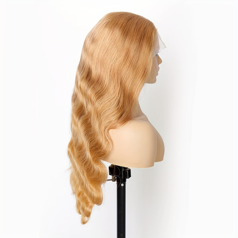 13x6 Honey Blonde Wig Human Hair 180% Density Peruvian Transparent Lace Frontal Wigs Human Hair Pre Plucked With Baby Hair 20-34 Inch Body Wave Wig 27# Colored