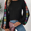 New Cross-border Casual Fashion T-shirt with Embroidery and Patchwork for Women