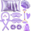 12-Piece Satin Heatless Curling & Sleep Beauty Set – Overnight Hair Rollers, Face Massager, Satin Pillowcase, Eye Mask & More for Healthy Hair and Glowing Skin
