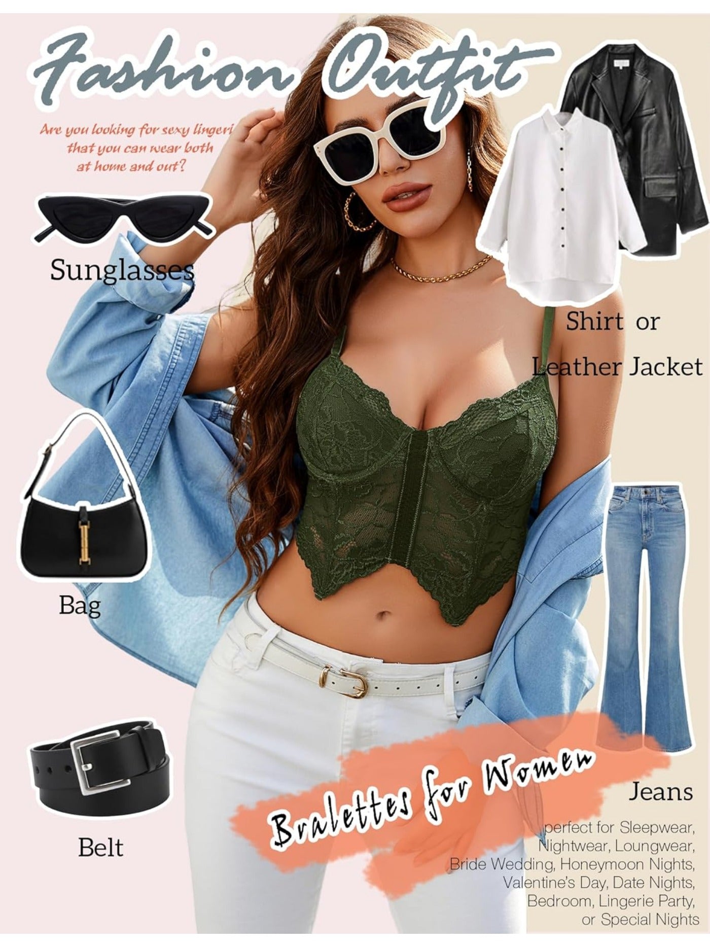 Lace Bralettes for Women Y2k Camisole Lingerie Adjustable Strap Crop Top