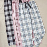 Women's Fashion Pajamas and Home Clothes Pajama Pants Spring, Autumn and Winter Women's Three-Pack Pajama Pants Women's Bow Print Plaid Fashion Pajama Pants Three-piece Set with Elastic Waist Style Suitable for All Seasons Ho