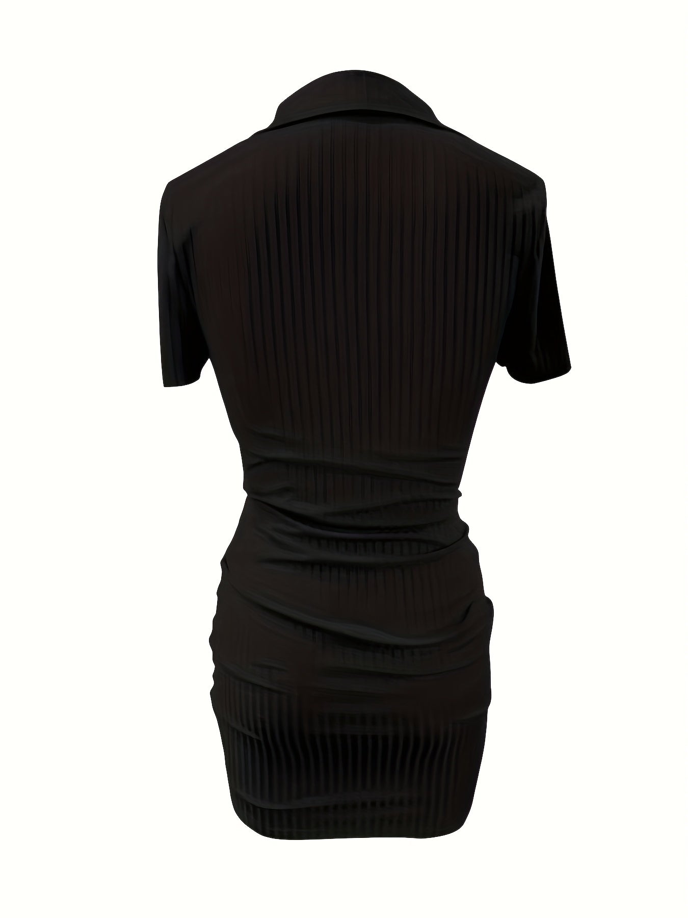 Women'S Black Ruched V-Neck Bodycon Dress - Casual Sleeveless A-Line Mini Dress with Side Slit, Elegant and Comfortable for Casual Attire, Casual Attire Dress | Ruched Detailing | Bodycon Silhouette