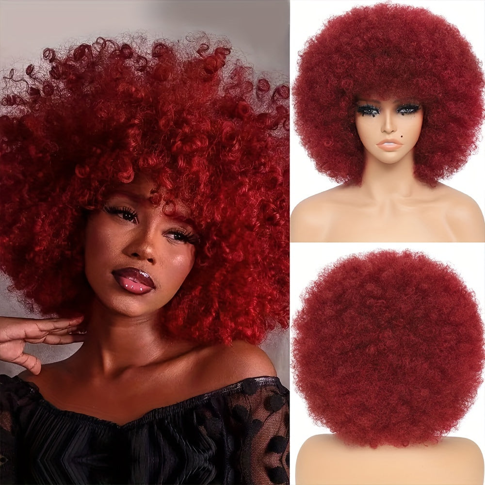 10 Inch Afro Kinky Curly Wigs 70s 80s Wigs Large Bouncy And Soft Natural Looking Full Puff Wigs For Party Cosplay Daily Wear