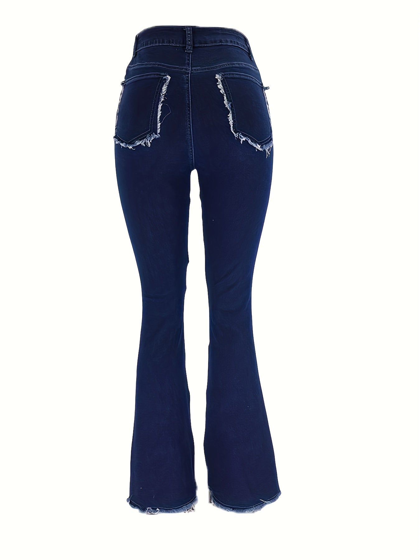 European And American New Fashion Contrasting Patchwork High-waisted Tight Hip Flared Women'S Denim Trousers