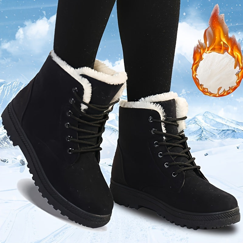 Women'S Plus Size Winter Boots - Warm Lined, Short, Round Toe, PU Sole, Warm & Stylish Outdoor Boots for Cold Weather, Winter Boots|Faux Fur Lined Boots|Sturdy Construction, Winter Boots
