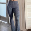 High-Waist Flare Pants for Women | Elegant Middle Eastern Style | Polyester & Viscose Blend | Slim Fit, Stretchy Ribbed Knit | Solid Color | Machine Washable | Autumn/Winter Collection, Everyday Fashion | Elegant Pants | Slee