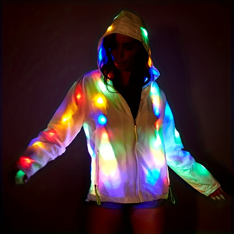 1pc Of Luminous Clothing, LED Jacket, Glittering Jacket, Hooded Sweatshirt, Carnival Light, Adult Clothing, Family Clothing, Men'S And Women'S Dance Club Luminous Clothing